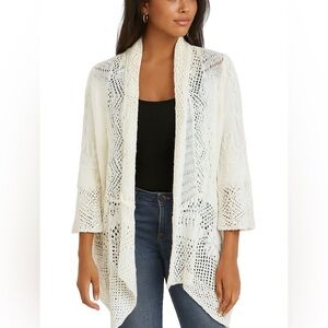 Costa Blanca | Natural Crocheted Open Cardigan - Women OS
